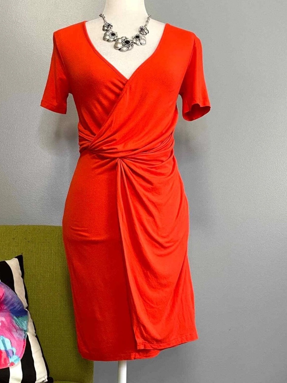 ASOS Orange Twist-Front Midi Dress wrap dress size 2 tall